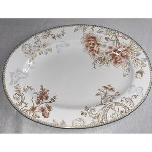 222 Fifth ZOE WHITE Oval‎ LARGE Serving Platter 14" x 10.25" Floral